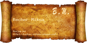 Becher Miksa névjegykártya